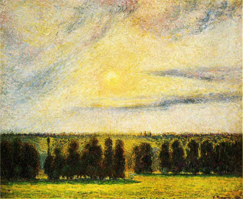 Sunset at Eragny - Camille Pissarro Paintings